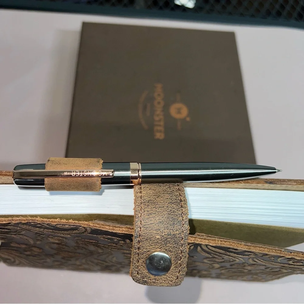 NEW Moonster Leather Flower Notebook Journal Refillable Travel Diary with Pen - Picture 5 of 7